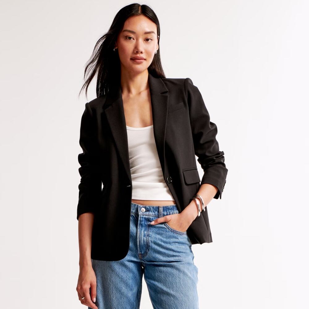 ABERCROMBIE & FITCH Classic Suiting Blazer Black Sz S $120 {3D53}